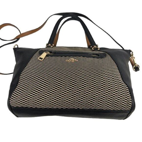 COACH Legacy Jacguard PRAIRIE SATCHEL TOTE 29848 Leather Black Crossbody Purse - Picture 11 of 16